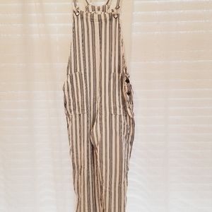 Black and White Medium Striped Hollister Overalls